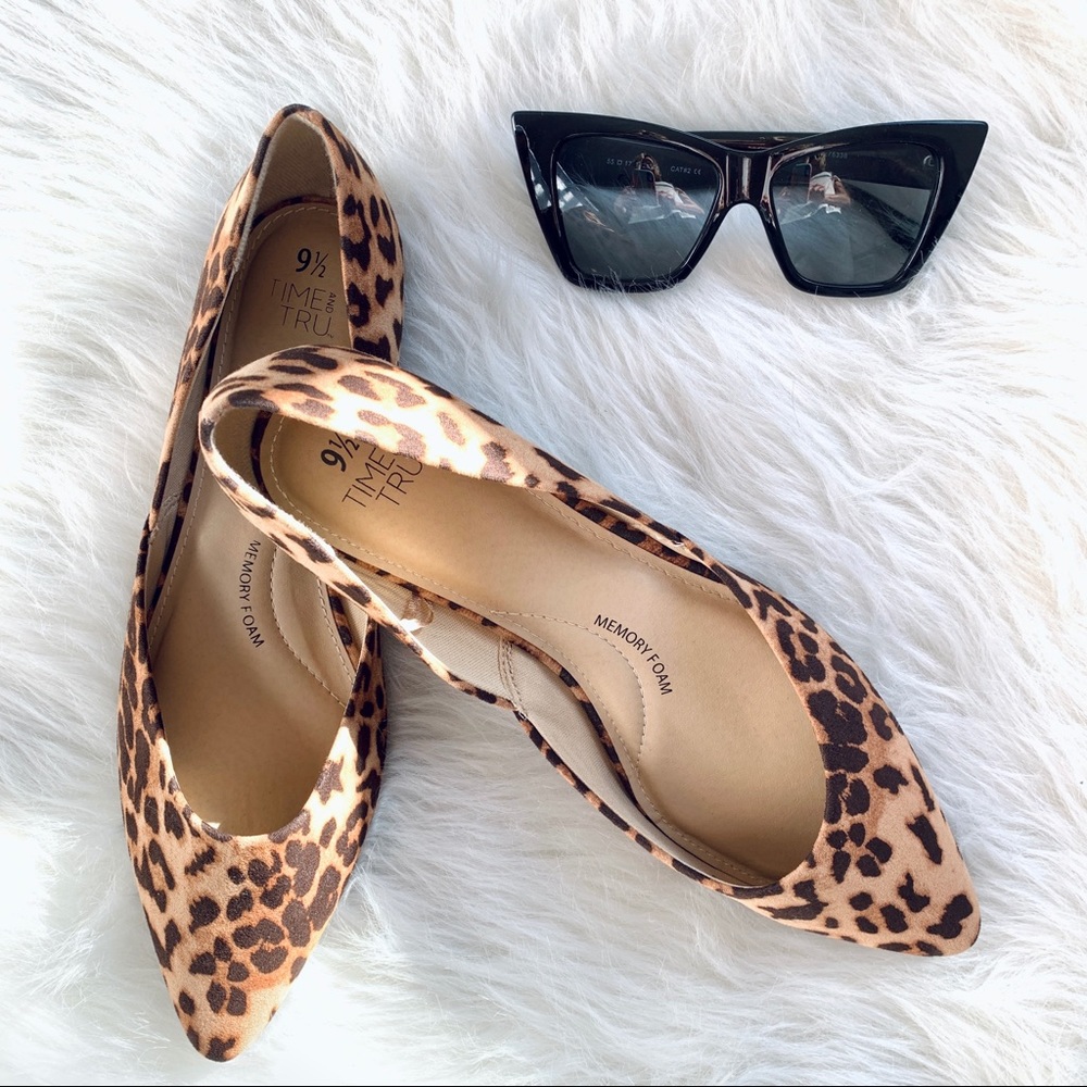 NEW TIME and TRU Leopard Flats Faux Suede